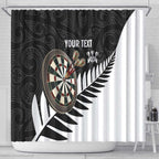 Personalised New Zealand Darts Shower Curtain Silver Fern Aotearoa Maori Pattern - Aussie Hoodie