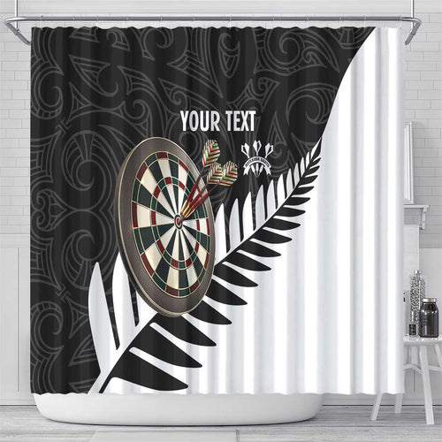 Personalised New Zealand Darts Shower Curtain Silver Fern Aotearoa Maori Pattern - Aussie Hoodie