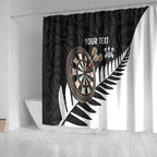 Personalised New Zealand Darts Shower Curtain Silver Fern Aotearoa Maori Pattern - Aussie Hoodie