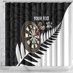 Personalised New Zealand Darts Shower Curtain Silver Fern Aotearoa Maori Pattern - Aussie Hoodie