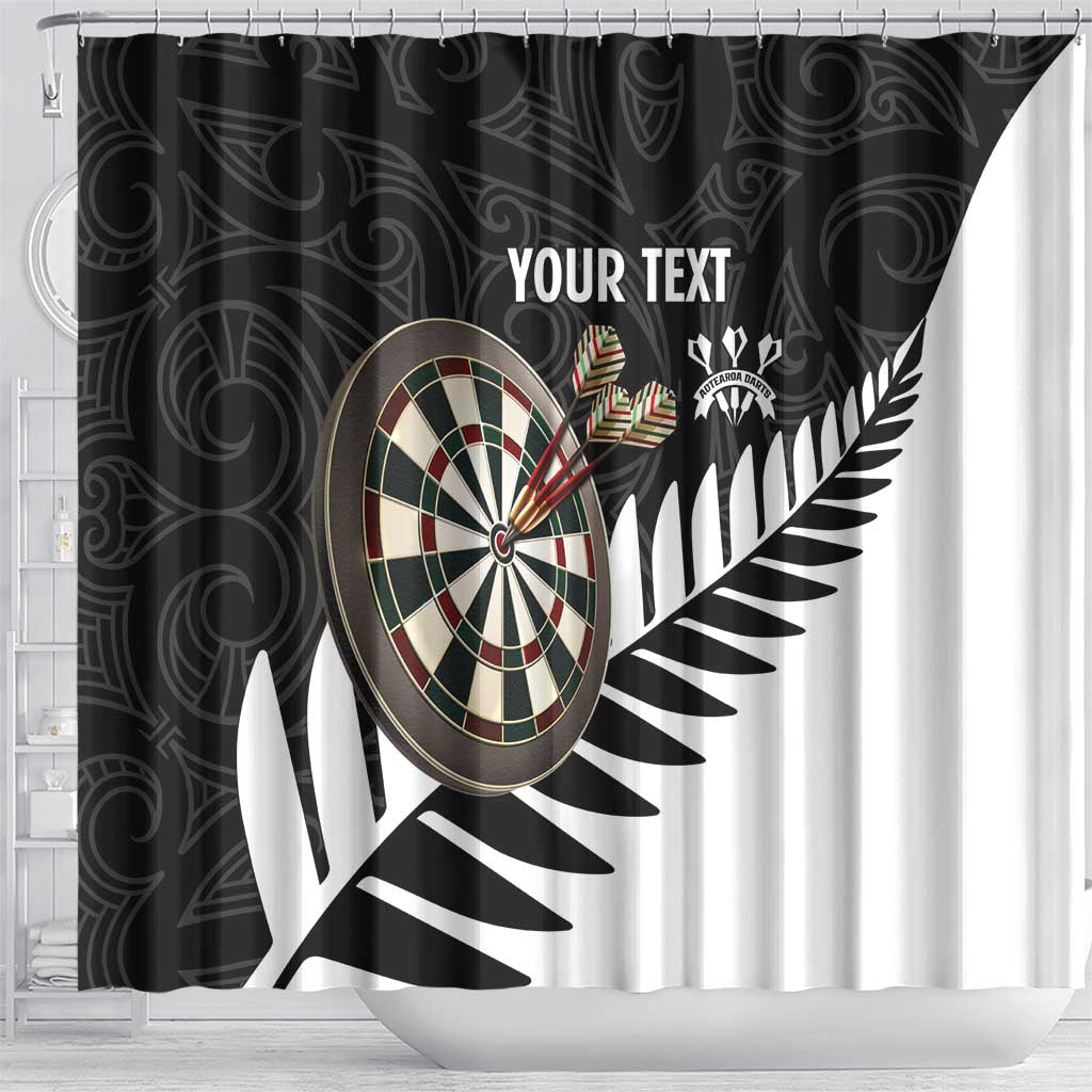 Personalised New Zealand Darts Shower Curtain Silver Fern Aotearoa Maori Pattern - Aussie Hoodie