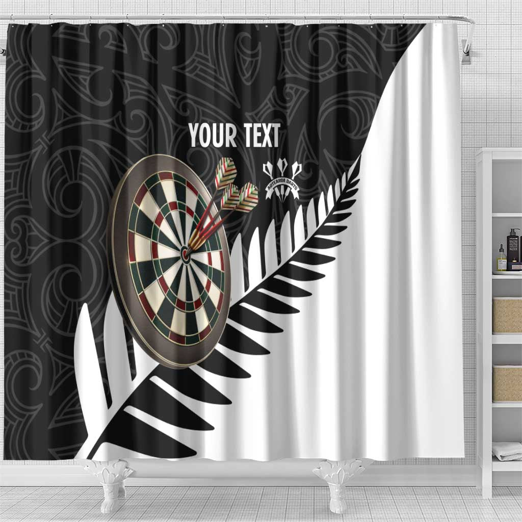 Personalised New Zealand Darts Shower Curtain Silver Fern Aotearoa Maori Pattern - Aussie Hoodie