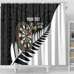 Personalised New Zealand Darts Shower Curtain Silver Fern Aotearoa Maori Pattern - Aussie Hoodie