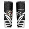 Personalised New Zealand Darts Skinny Tumbler Silver Fern Aotearoa Maori Pattern - Aussie Hoodie