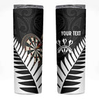 Personalised New Zealand Darts Skinny Tumbler Silver Fern Aotearoa Maori Pattern - Aussie Hoodie