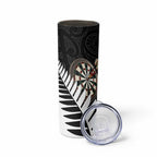 Personalised New Zealand Darts Skinny Tumbler Silver Fern Aotearoa Maori Pattern - Aussie Hoodie