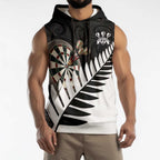Personalised New Zealand Darts Sleeveless Hoodie Silver Fern Aotearoa Maori Pattern - Aussie Hoodie