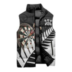 Personalised New Zealand Darts Sleeveless Puffer Jacket Silver Fern Aotearoa Maori Pattern - Aussie Hoodie