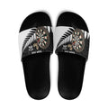 Personalised New Zealand Darts Slide Sandals Silver Fern Aotearoa Maori Pattern - Aussie Hoodie