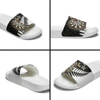 Personalised New Zealand Darts Slide Sandals Silver Fern Aotearoa Maori Pattern - Aussie Hoodie