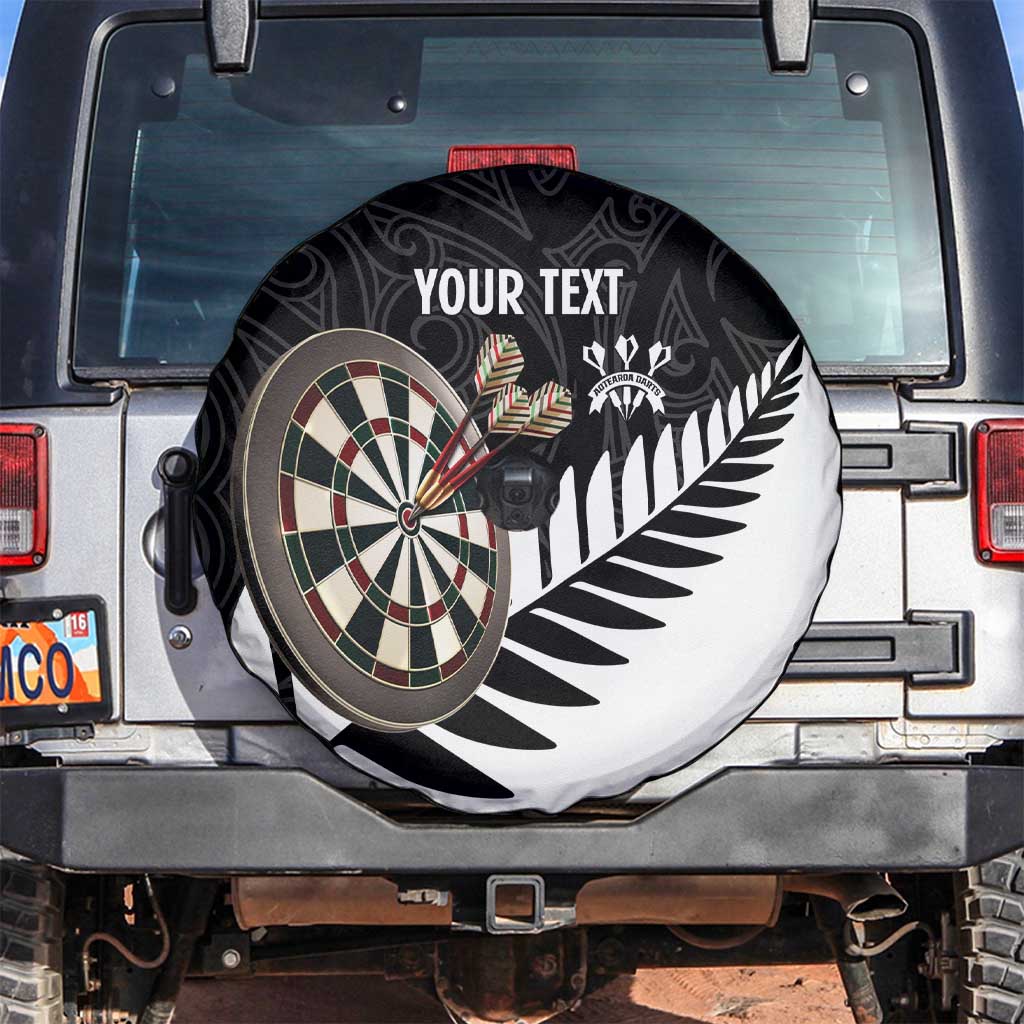 Personalised New Zealand Darts Spare Tire Cover Silver Fern Aotearoa Maori Pattern - Aussie Hoodie