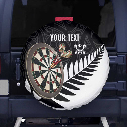 Personalised New Zealand Darts Spare Tire Cover Silver Fern Aotearoa Maori Pattern - Aussie Hoodie