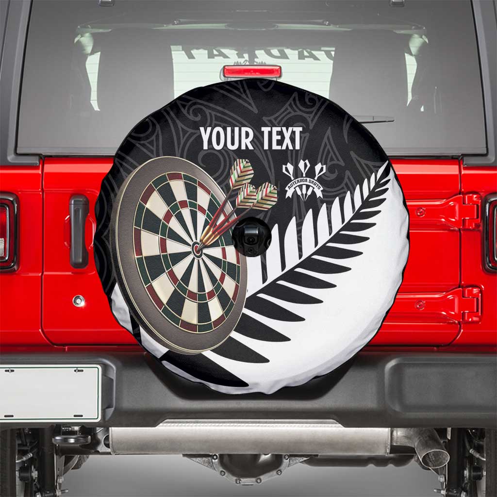 Personalised New Zealand Darts Spare Tire Cover Silver Fern Aotearoa Maori Pattern - Aussie Hoodie