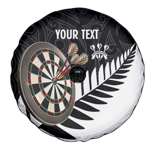 Personalised New Zealand Darts Spare Tire Cover Silver Fern Aotearoa Maori Pattern - Aussie Hoodie