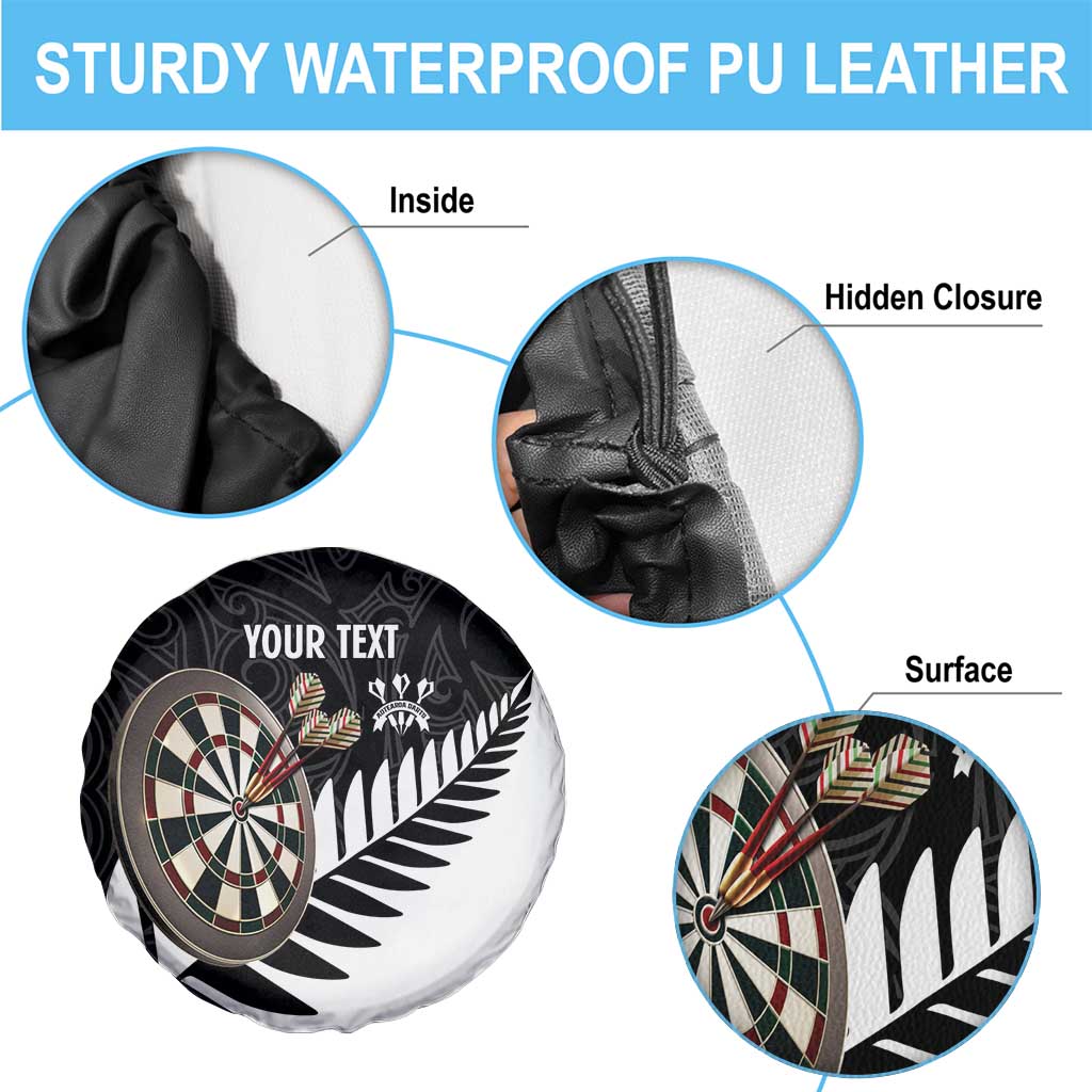 Personalised New Zealand Darts Spare Tire Cover Silver Fern Aotearoa Maori Pattern - Aussie Hoodie