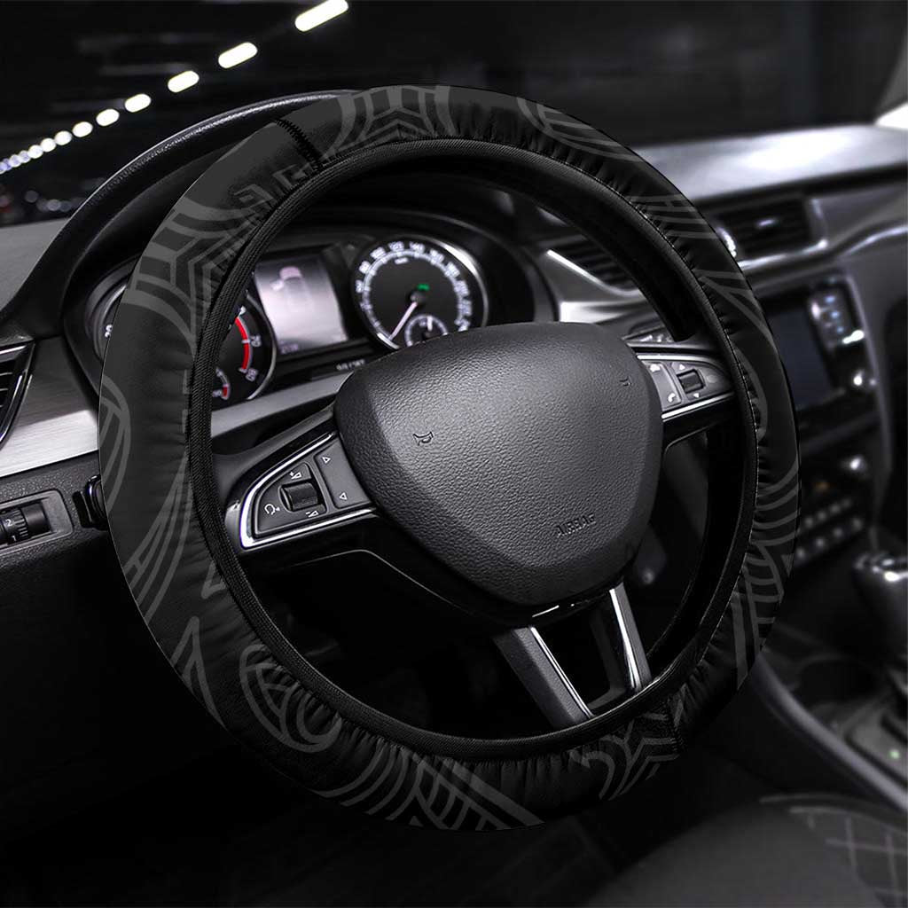 New Zealand Darts Steering Wheel Cover Silver Fern Aotearoa Maori Pattern - Aussie Hoodie