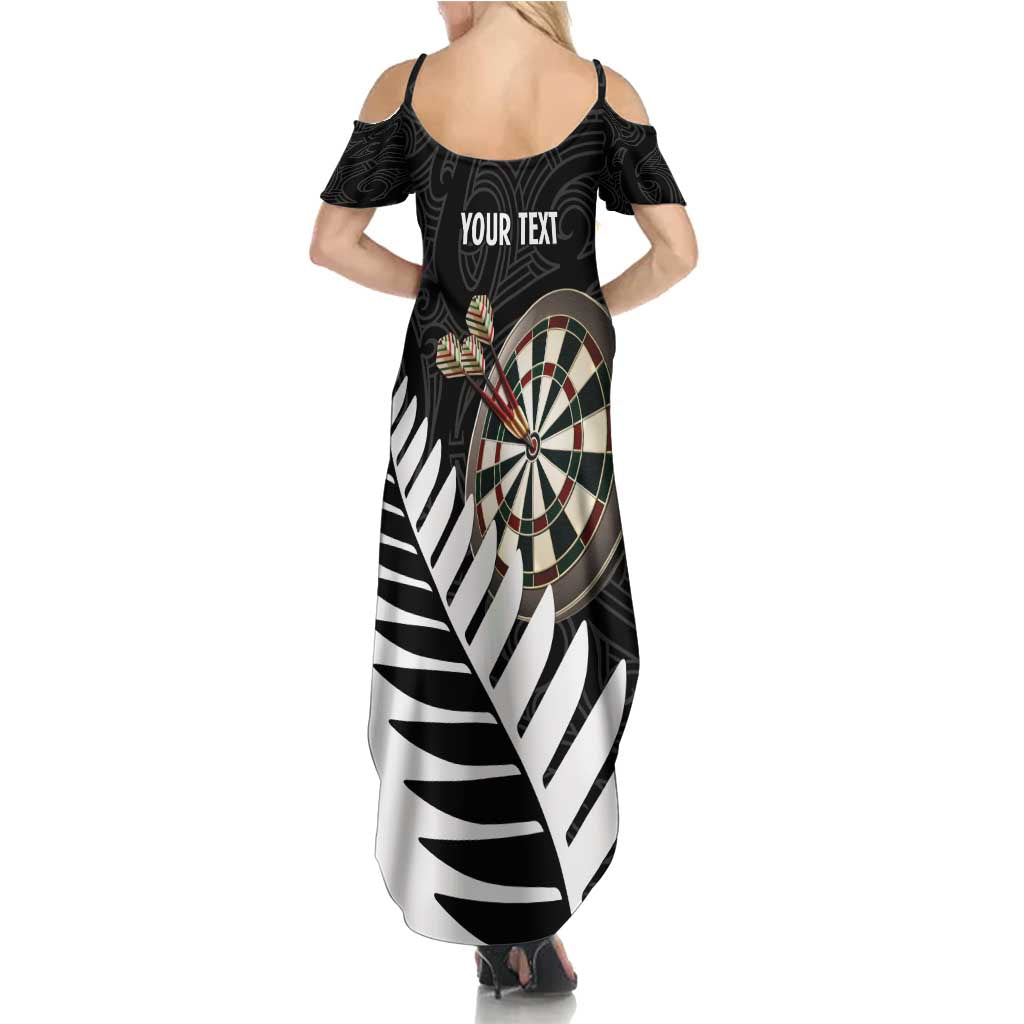 Personalised New Zealand Darts Summer Maxi Dress Silver Fern Aotearoa Maori Pattern - Aussie Hoodie