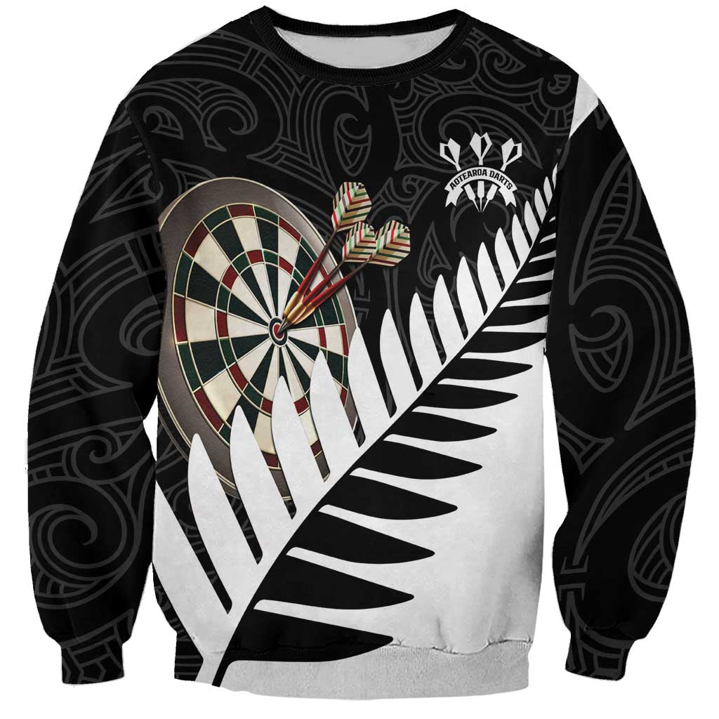 Personalised New Zealand Darts Sweatshirt Silver Fern Aotearoa Maori Pattern - Aussie Hoodie