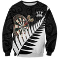 Personalised New Zealand Darts Sweatshirt Silver Fern Aotearoa Maori Pattern - Aussie Hoodie