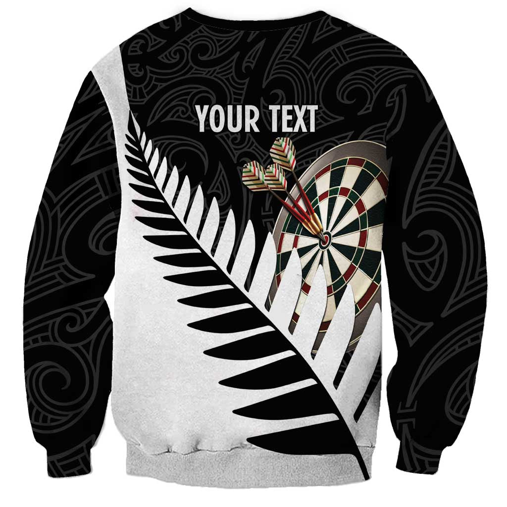 Personalised New Zealand Darts Sweatshirt Silver Fern Aotearoa Maori Pattern - Aussie Hoodie