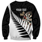 Personalised New Zealand Darts Sweatshirt Silver Fern Aotearoa Maori Pattern - Aussie Hoodie