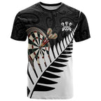 Personalised New Zealand Darts T Shirt Silver Fern Aotearoa Maori Pattern - Aussie Hoodie