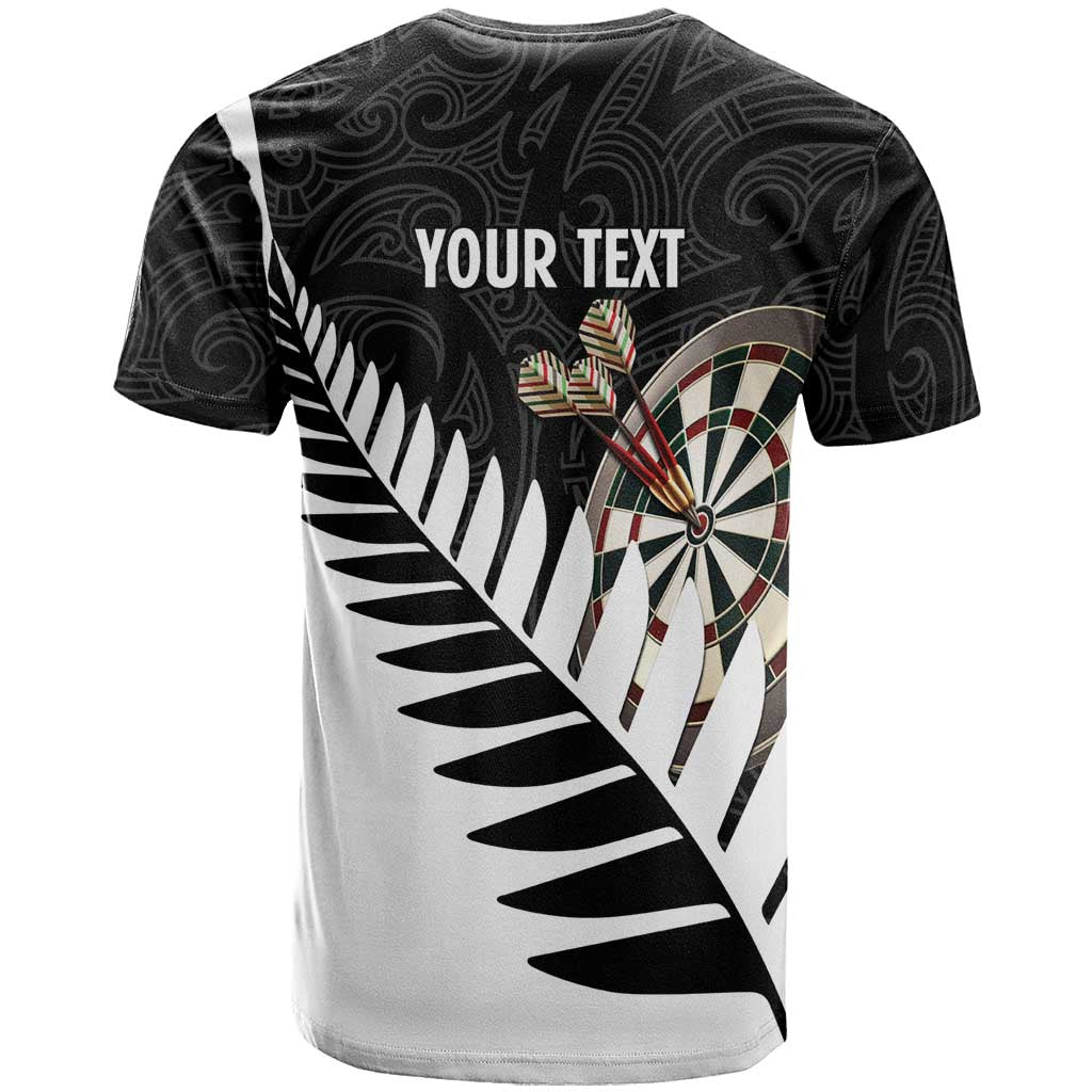 Personalised New Zealand Darts T Shirt Silver Fern Aotearoa Maori Pattern - Aussie Hoodie