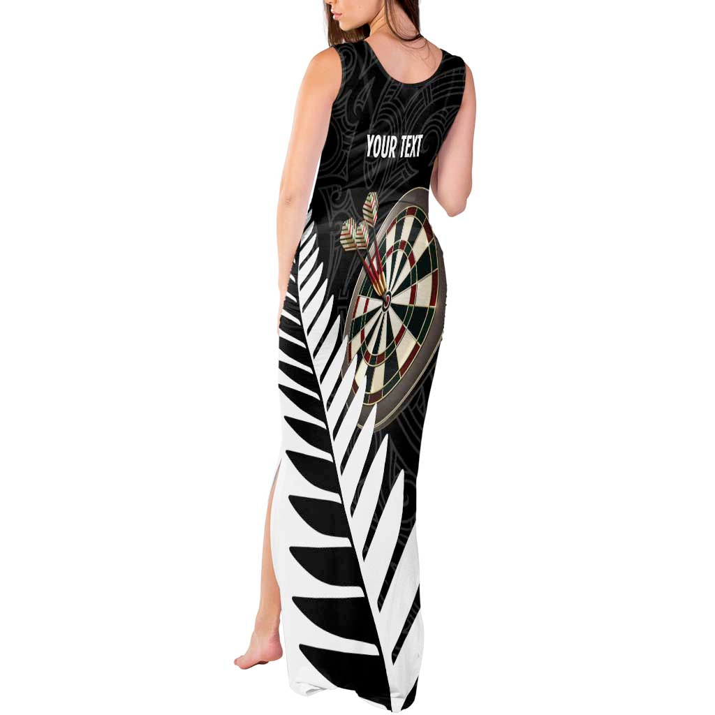 Personalised New Zealand Darts Tank Maxi Dress Silver Fern Aotearoa Maori Pattern - Aussie Hoodie