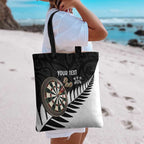 Personalised New Zealand Darts Tote Bag Silver Fern Aotearoa Maori Pattern - Aussie Hoodie