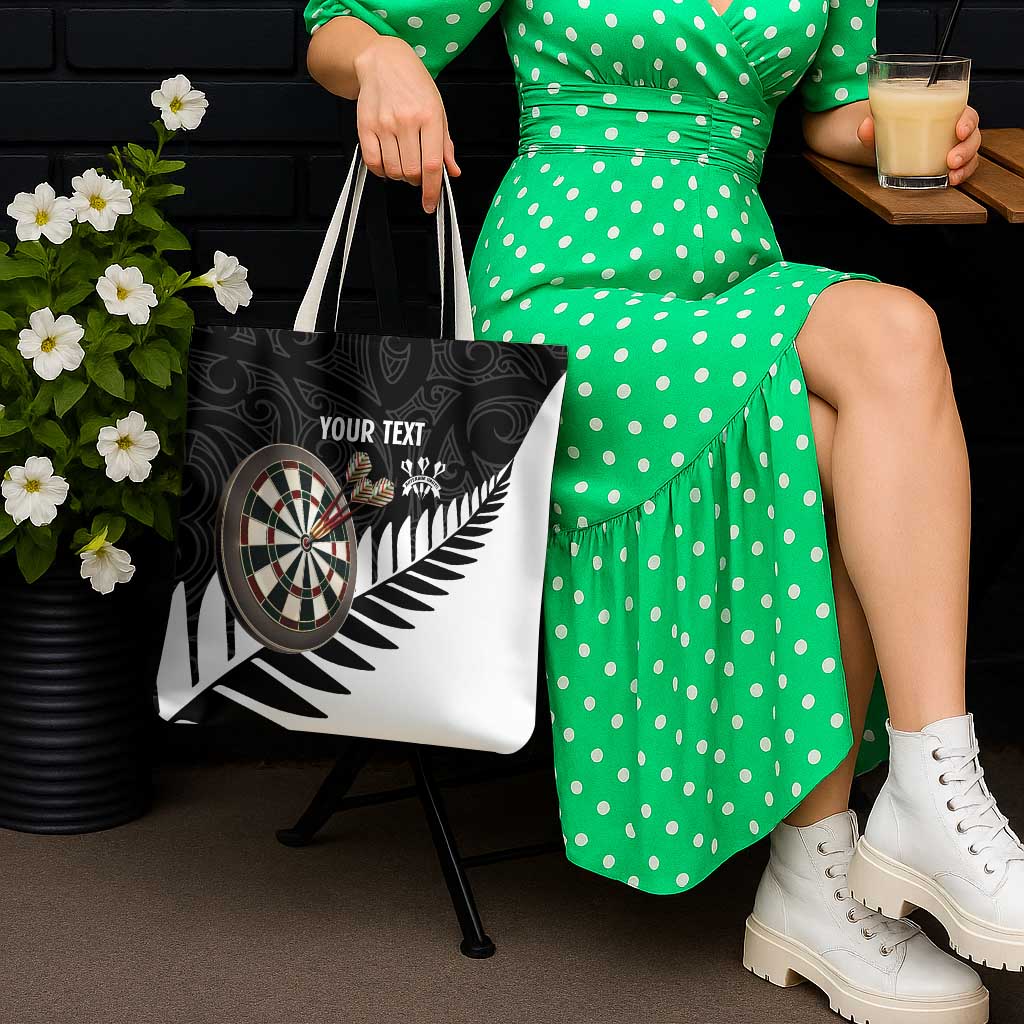 Personalised New Zealand Darts Tote Bag Silver Fern Aotearoa Maori Pattern - Aussie Hoodie