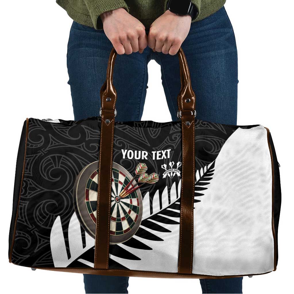 Personalised New Zealand Darts Travel Bag Silver Fern Aotearoa Maori Pattern - Aussie Hoodie