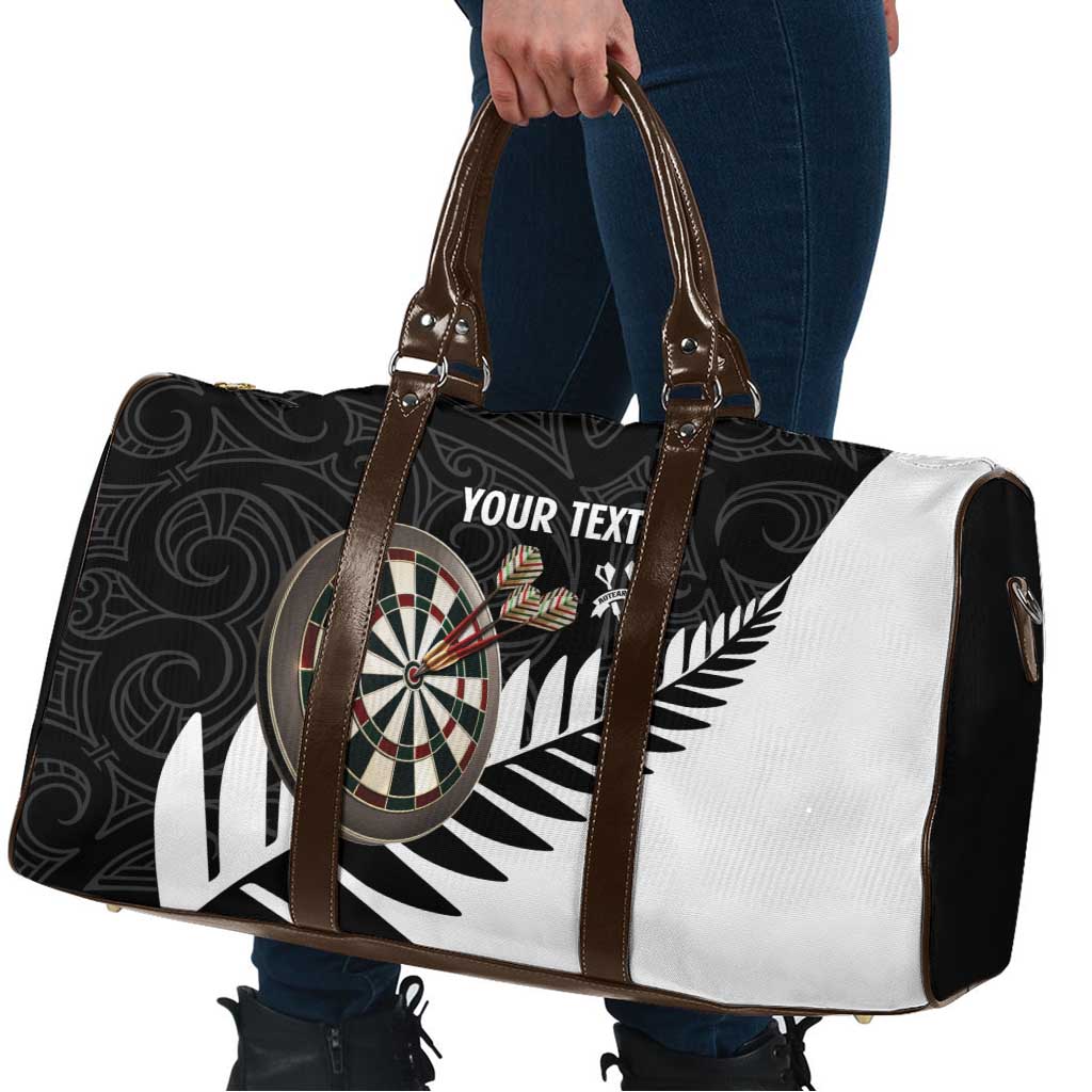 Personalised New Zealand Darts Travel Bag Silver Fern Aotearoa Maori Pattern - Aussie Hoodie
