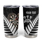 Personalised New Zealand Darts Tumbler Cup Silver Fern Aotearoa Maori Pattern - Aussie Hoodie