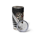 Personalised New Zealand Darts Tumbler Cup Silver Fern Aotearoa Maori Pattern - Aussie Hoodie
