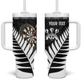 Personalised New Zealand Darts Tumbler With Handle Silver Fern Aotearoa Maori Pattern - Aussie Hoodie