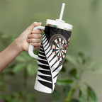 Personalised New Zealand Darts Tumbler With Handle Silver Fern Aotearoa Maori Pattern - Aussie Hoodie