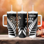 Personalised New Zealand Darts Tumbler With Handle Silver Fern Aotearoa Maori Pattern - Aussie Hoodie