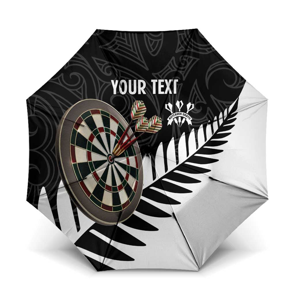 Personalised New Zealand Darts Umbrella Silver Fern Aotearoa Maori Pattern - Aussie Hoodie