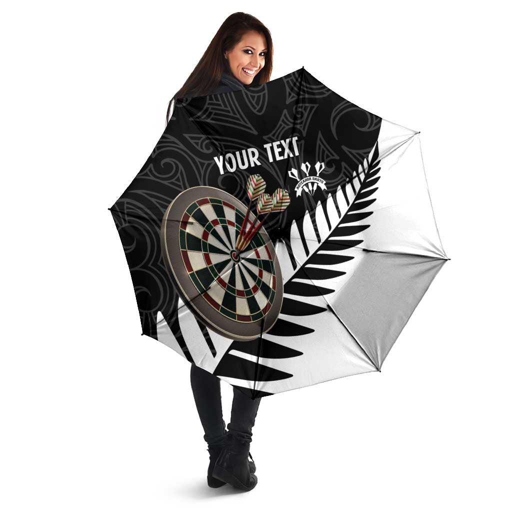 Personalised New Zealand Darts Umbrella Silver Fern Aotearoa Maori Pattern - Aussie Hoodie