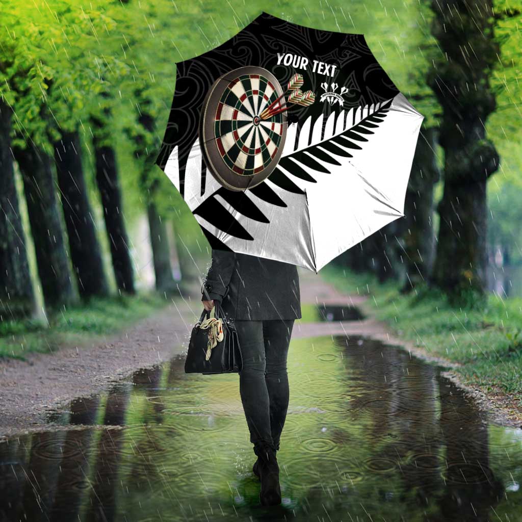 Personalised New Zealand Darts Umbrella Silver Fern Aotearoa Maori Pattern - Aussie Hoodie