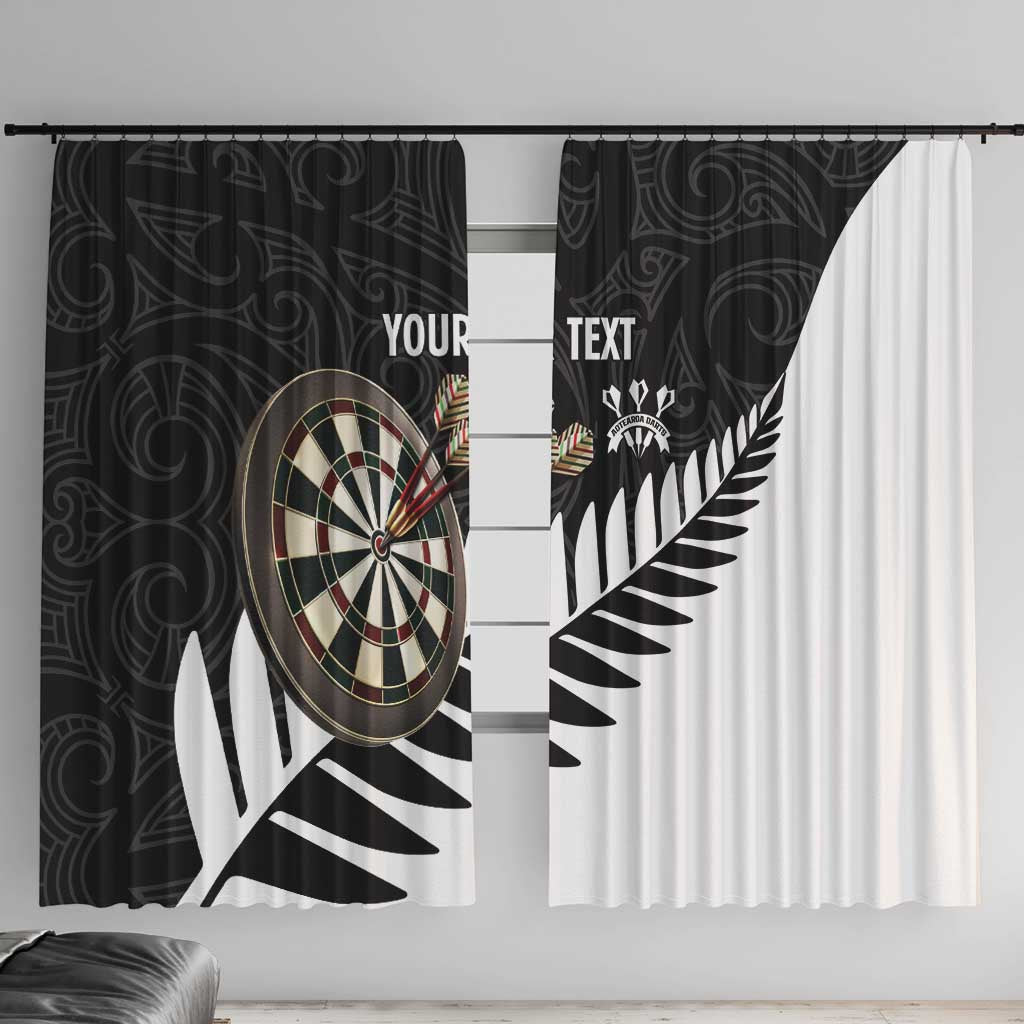 Personalised New Zealand Darts Window Curtain Silver Fern Aotearoa Maori Pattern - Aussie Hoodie