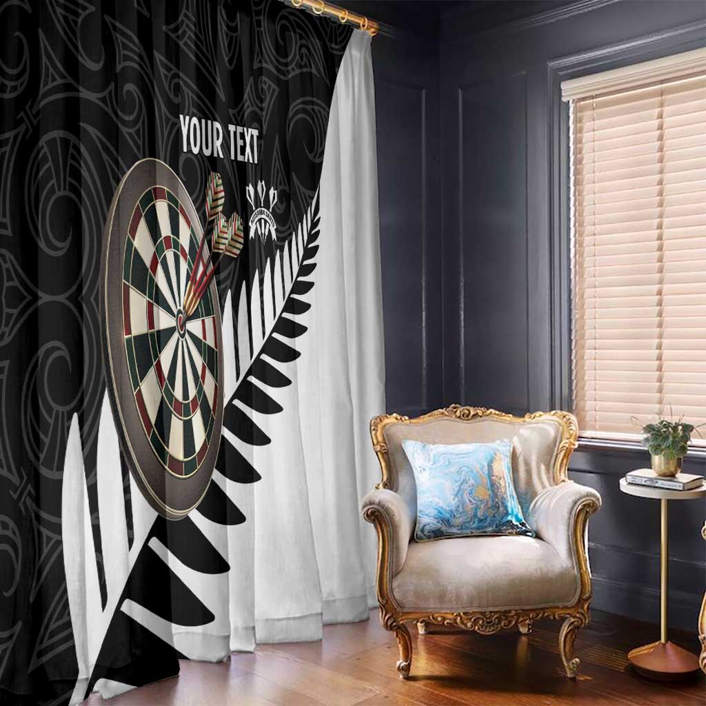 Personalised New Zealand Darts Window Curtain Silver Fern Aotearoa Maori Pattern - Aussie Hoodie