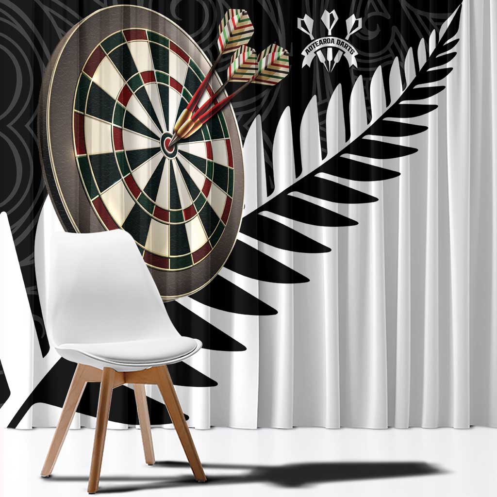 Personalised New Zealand Darts Window Curtain Silver Fern Aotearoa Maori Pattern - Aussie Hoodie