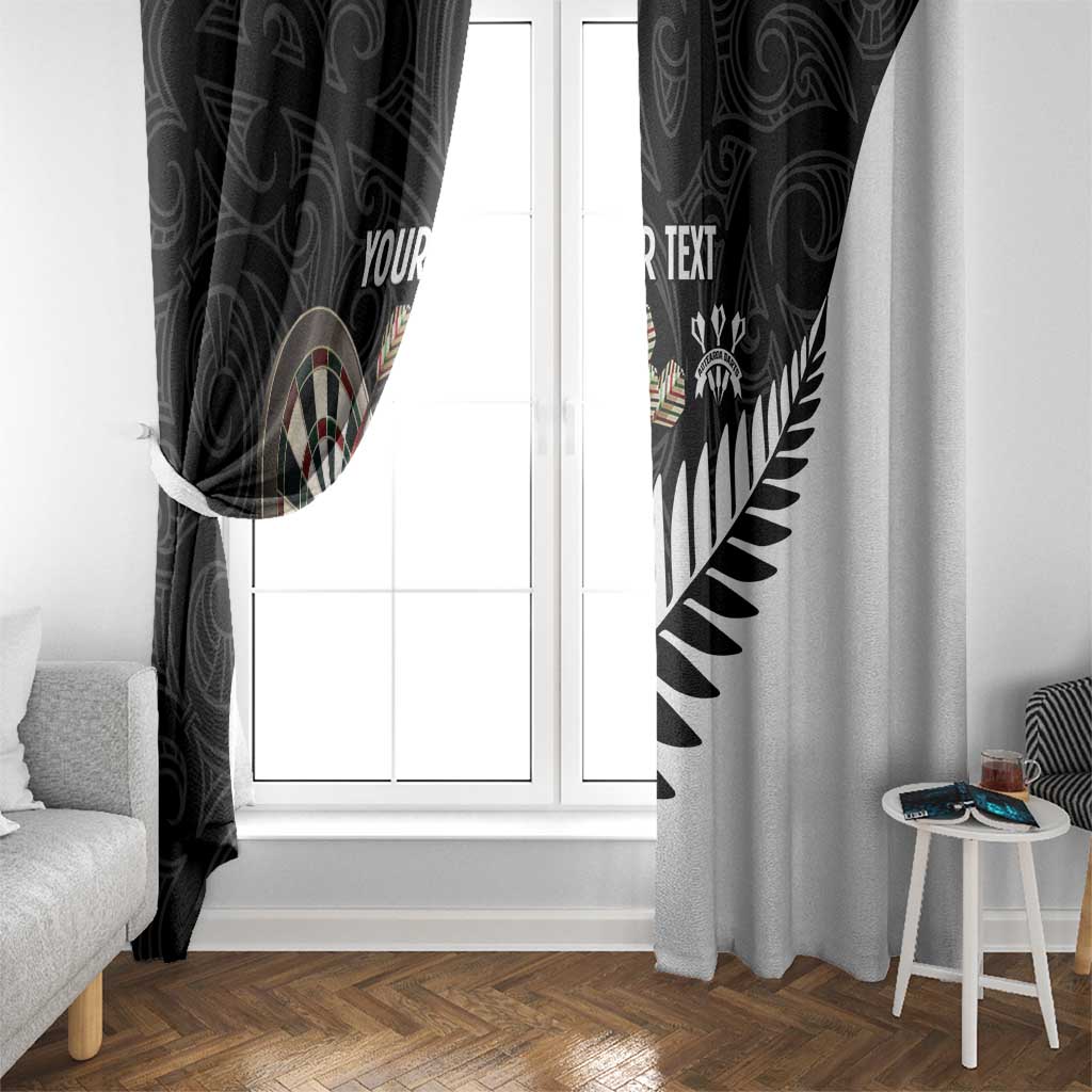 Personalised New Zealand Darts Window Curtain Silver Fern Aotearoa Maori Pattern - Aussie Hoodie