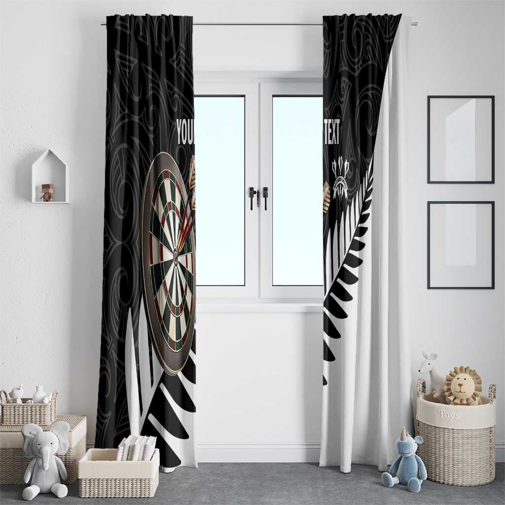 Personalised New Zealand Darts Window Curtain Silver Fern Aotearoa Maori Pattern - Aussie Hoodie