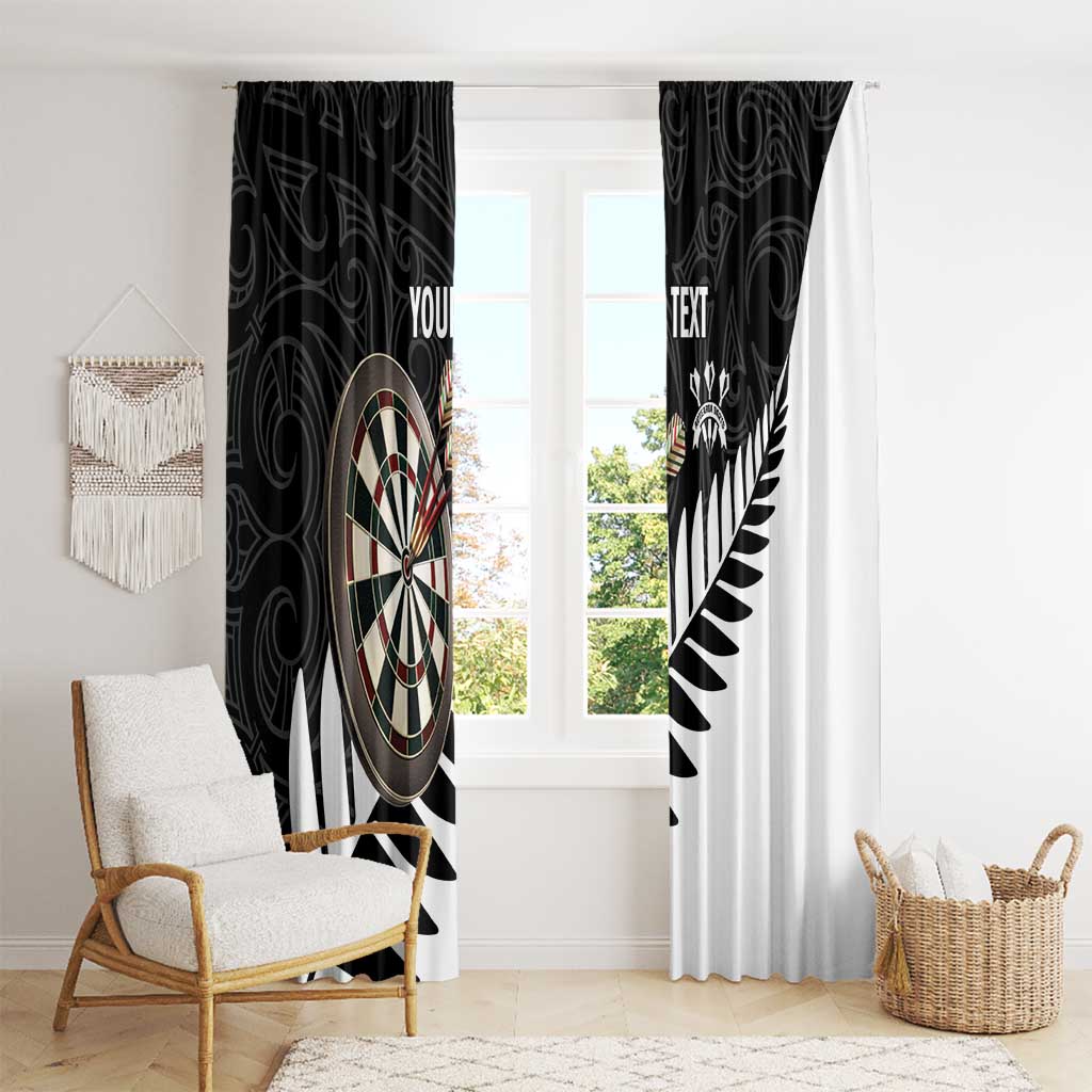 Personalised New Zealand Darts Window Curtain Silver Fern Aotearoa Maori Pattern - Aussie Hoodie