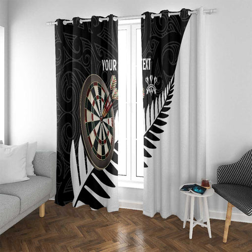 Personalised New Zealand Darts Window Curtain Silver Fern Aotearoa Maori Pattern - Aussie Hoodie