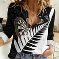 Personalised New Zealand Darts Women Casual Shirt Silver Fern Aotearoa Maori Pattern - Aussie Hoodie