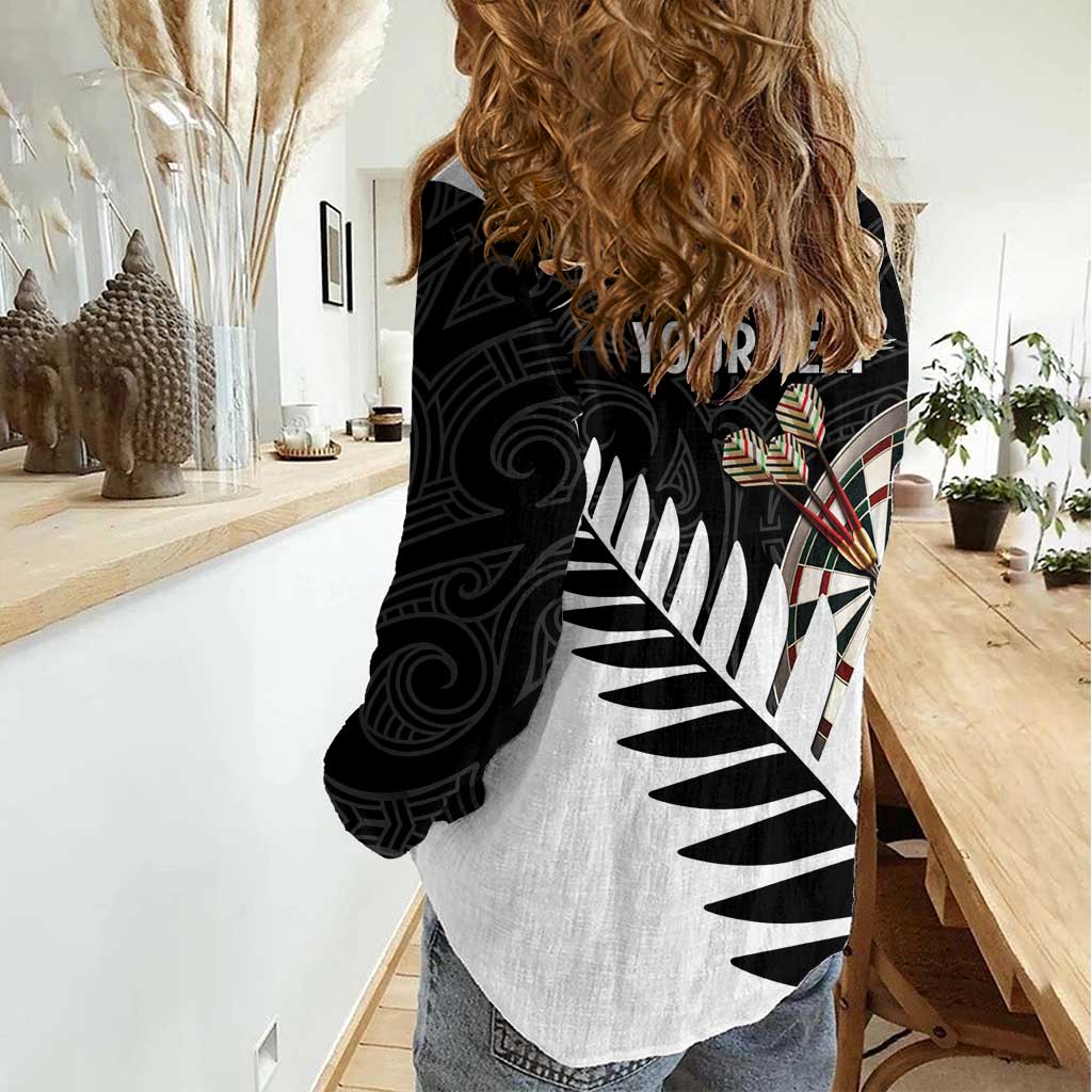 Personalised New Zealand Darts Women Casual Shirt Silver Fern Aotearoa Maori Pattern - Aussie Hoodie