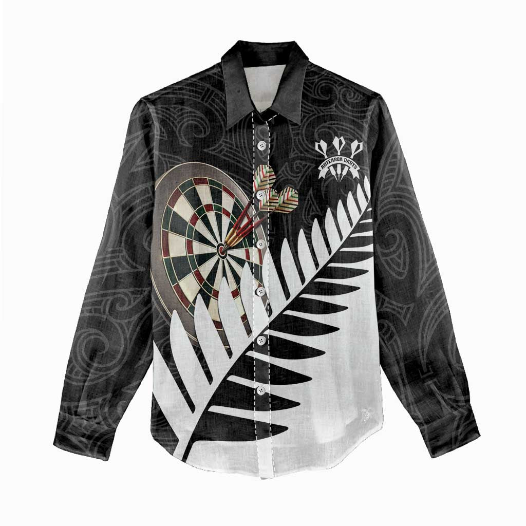 Personalised New Zealand Darts Women Casual Shirt Silver Fern Aotearoa Maori Pattern - Aussie Hoodie